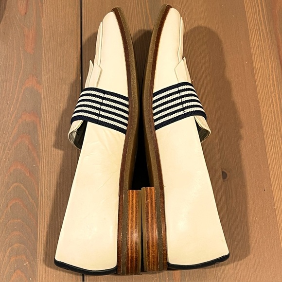 Sperry Seaport Royal Loafers Slip On Leather Tassel Fringe Preppy Ivory/Navy 9.5 - Picture 5 of 12